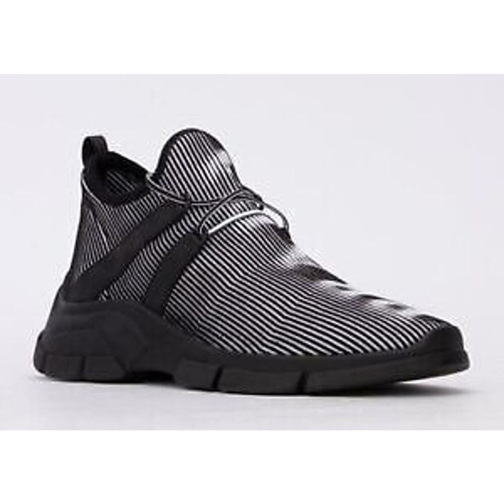 Prada Logo Knit Row Sock Black White Low Flat Trainer Sneaker Mens UK 8.5 US 9.5 - Picture 4 of 12